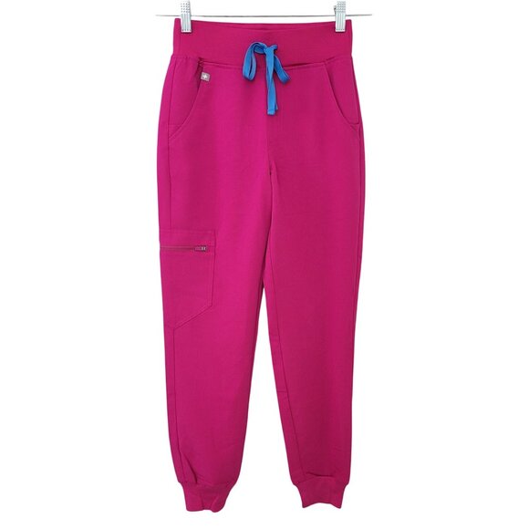 Figs High Waisted Zamora Petite Jogger Scrub Pants Womens Size XXS/P Pink NWT - Picture 1 of 7